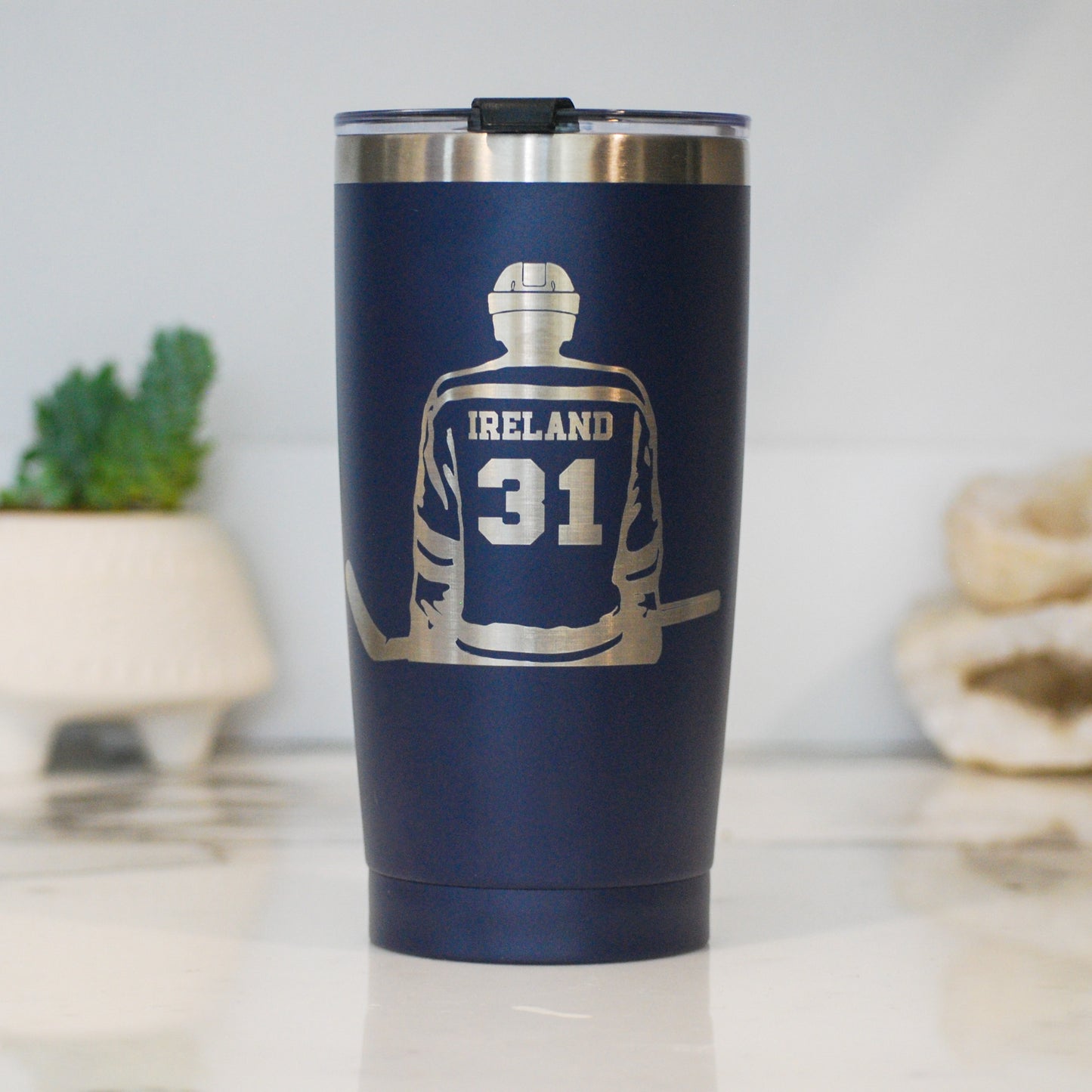 Hockey Customizable Player Image Name & Number 20 oz Tumbler (YETI option available!)